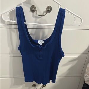 Blue Rain Fitted Ribbed Crop Tank Top